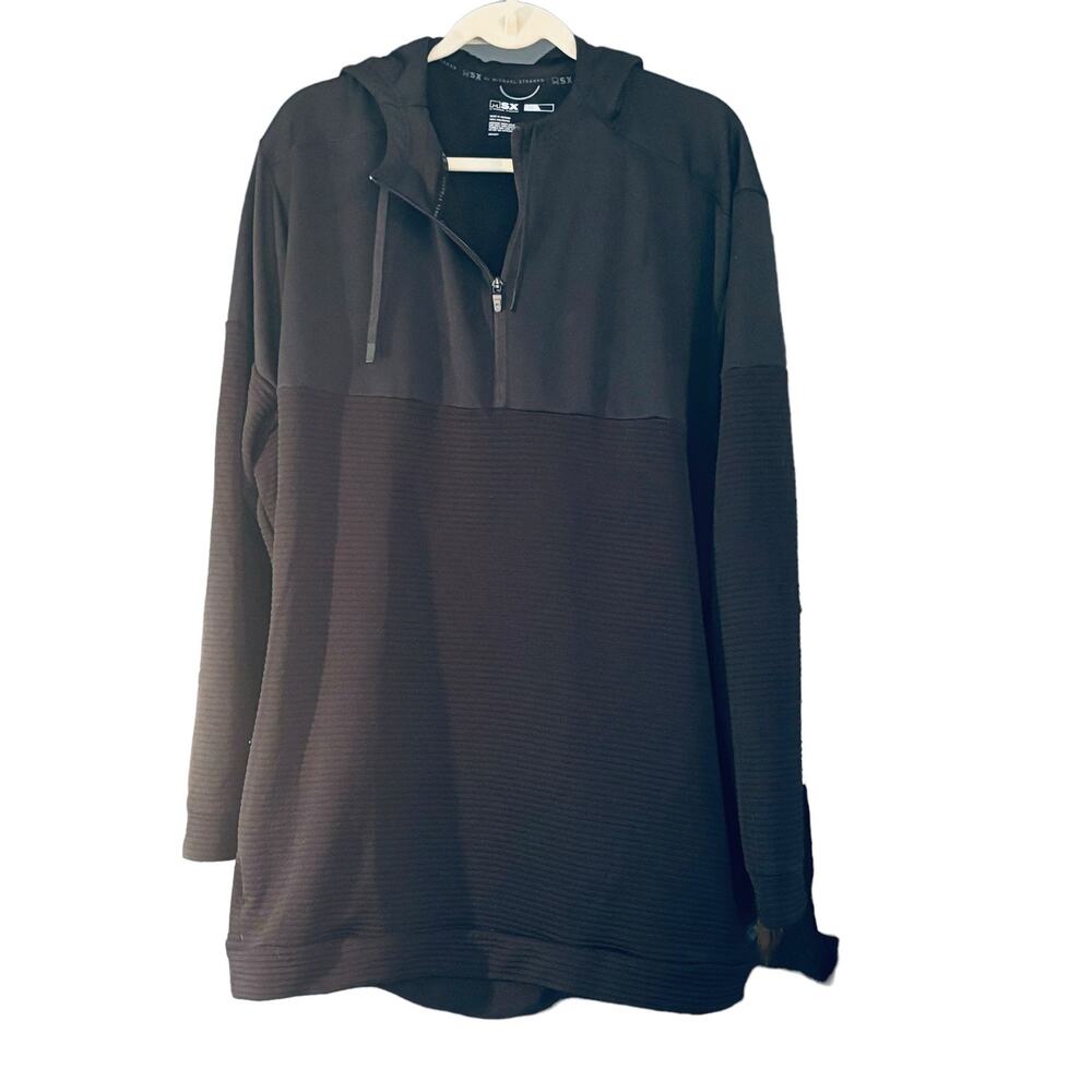 Michael Strahan MX Black Hoodie Men’s 3XL Ribbed Detail Side Pockets Athletic